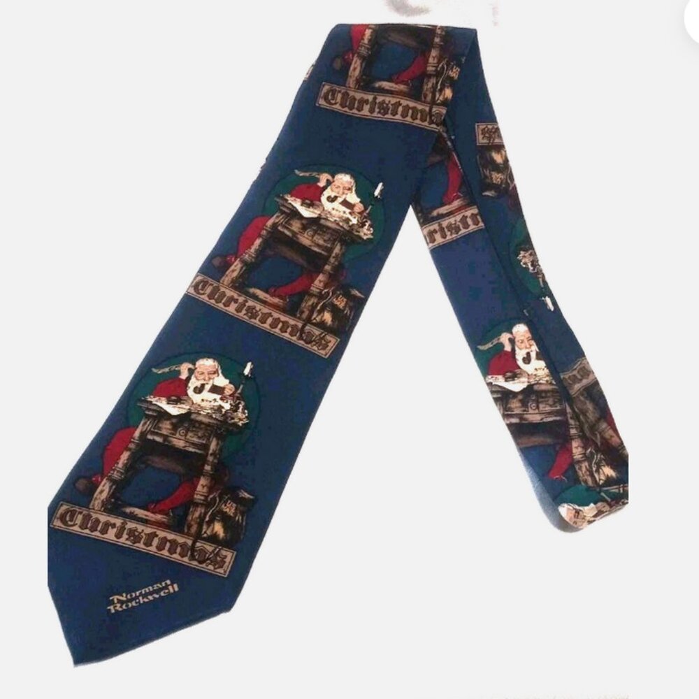 Norman Rockwell Tie VINTAGE Saturday Evening Post 56x4" Silk Mens Necktie